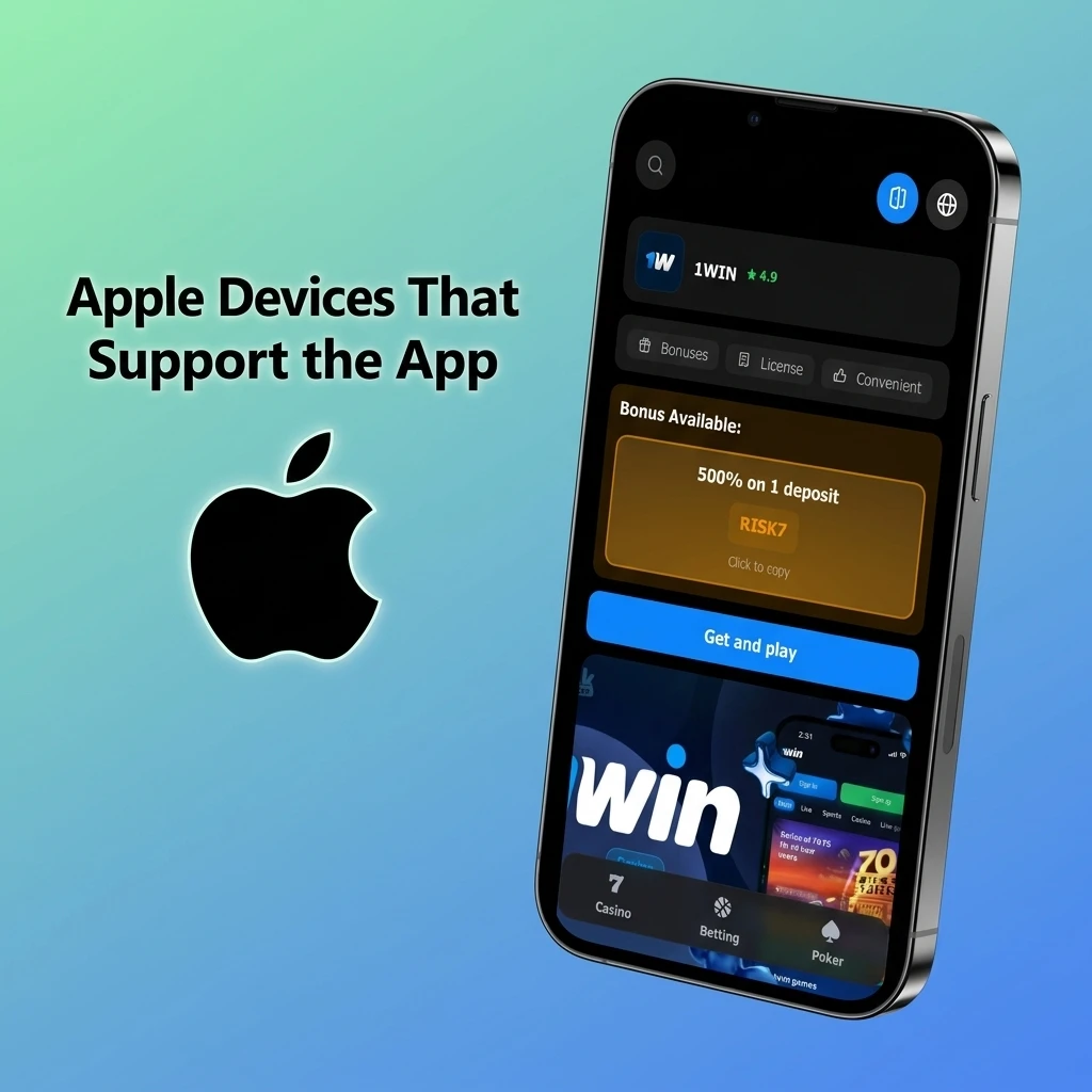 Apple devices supporting 1win PWA app on iOS 12 or later, including iPhone SE to iPhone 16 and iPad models