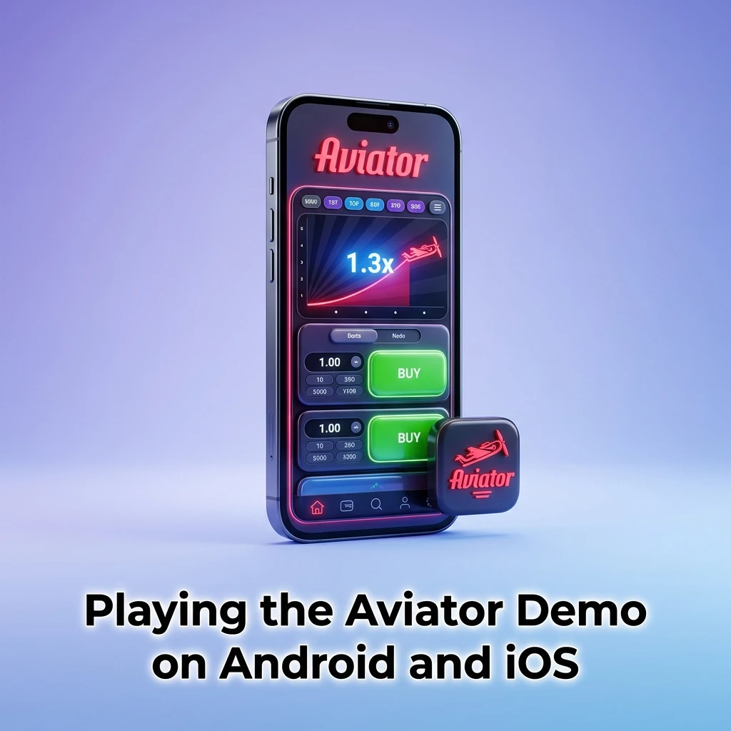 Aviator demo mode running on Android and iOS via 1win mobile app with bet and cashout controls