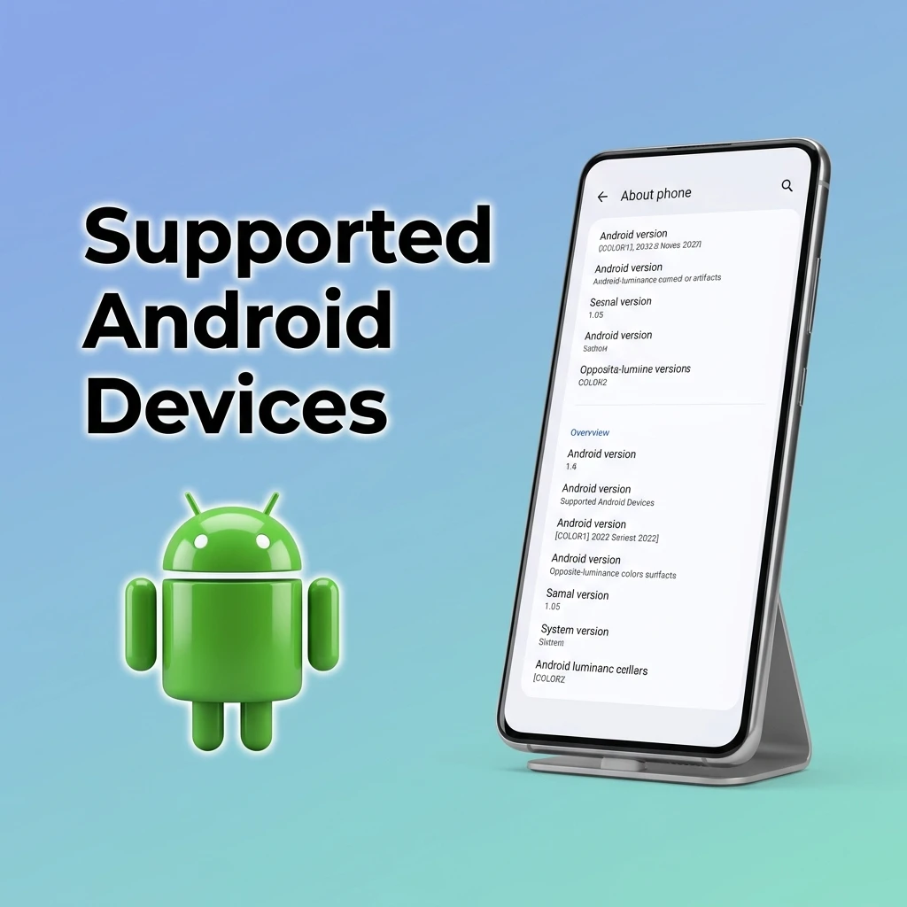 List of 10 supported Android devices across budget, mid-range, and flagship tiers including Samsung, Redmi, Realme, and OnePlus