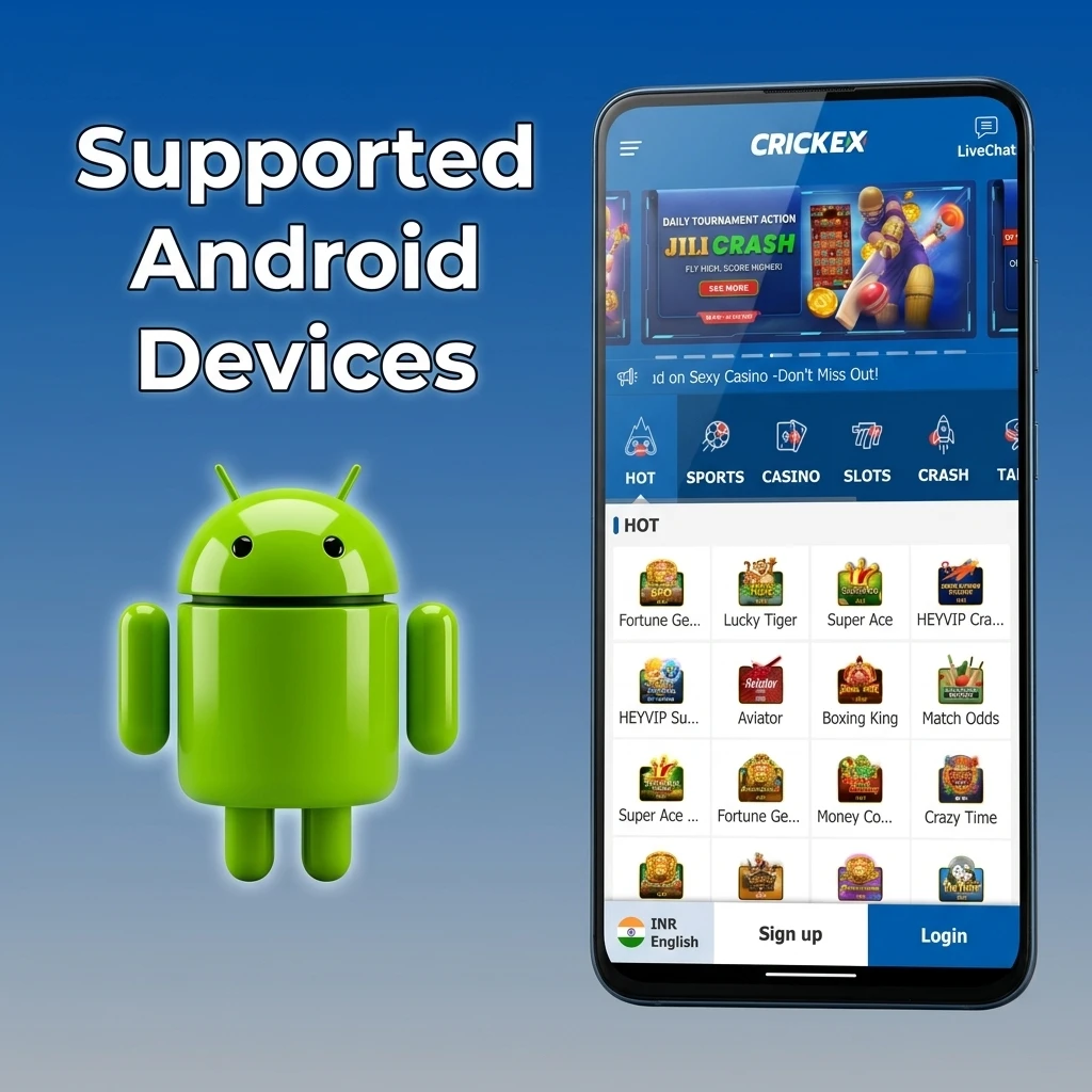 Android devices compatible with Crickex Aviator app across budget, mid-range, and flagship segments requiring Android 6.0 and 1GB RAM